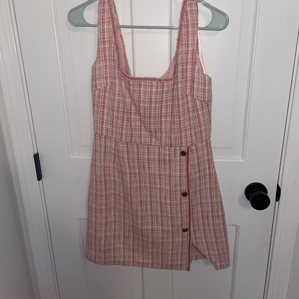 Pink Plaid Sleeveless Dress